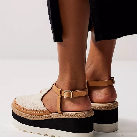 Free People Cream Crochet Platform Espadrille Sandals - Picture 3 of 8